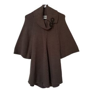 Wrangler Women's Sweater LG Brown Cowl Neck Buckle Chunky Western Rodeo Cowgirl